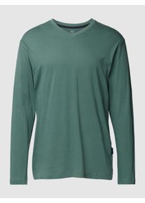 Götzburg Longsleeve mit geripptem V-Ausschnitt
