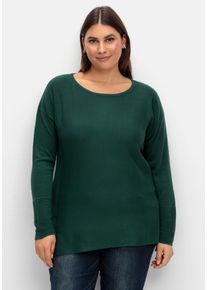 Große Größen Pullover mit Rundhalsausschnitt und Ripp-Details Gr. 54 grün von sheego für Damen