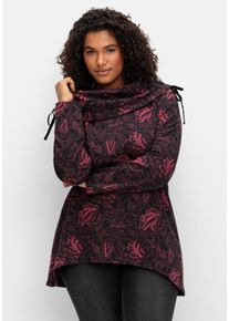 sheego by Joe Browns Große Größen Sweatshirt in Longform mit weitem Kragen Gr. 48/50 rot geblümt von sheego für Damen