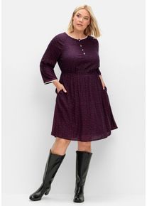 Große Größen Tailliertes Kleid mit Alloverprint und kurzer Knopfleiste Gr. 50 blau von sheego für Damen