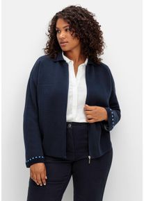 Große Größen Strickjacke in Blousonform, aus Milanostrick Gr. 48/50 blau von sheego für Damen