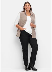 Große Größen Gerade Jeans mit Smokbund und Used-Effekten Gr. 50 schwarz von sheego für Damen