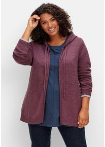 Große Größen Kapuzenstrickjacke mit Reißverschluss, mit Kaschmiranteil Gr. 48/50 lila von sheego für Damen