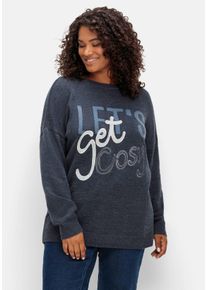 Große Größen Pullover mit Intarsien-Wording, mit Kaschmiranteil Gr. 48/50 blau von sheego für Damen