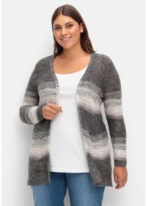 Große Größen Verschlusslose Longstrickjacke mit Farbverlauf Gr. 42 grau von sheego für Damen