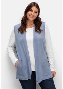 Große Größen Strickweste in offener Form, mit Taschen Gr. 46 blau von sheego für Damen