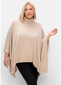 Große Größen Poncho mit Rollkragen, in quadratischer Form Gr. 2 braun von sheego für Damen