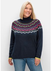Große Größen Pullover mit Norweger-Intarsienmuster Gr. 48/50 blau von sheego für Damen
