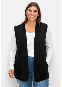 Große Größen Strickweste in offener Form, mit Taschen Gr. 42 schwarz von sheego für Damen