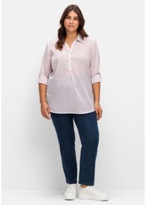 Große Größen Gerade Jeans mit Smokbund und Used-Effekten Gr. 56 blau von sheego für Damen
