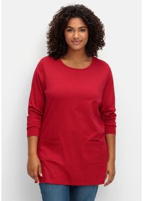 Große Größen Longshirt mit aufgesetzten Taschen Gr. 54 rot von sheego für Damen