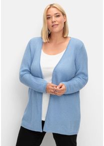 Große Größen Longstrickjacke in verschlussloser Form, in Rippstrick Gr. 42 blau von sheego für Damen
