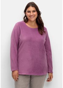 Große Größen Fleeceshirt mit abgerundetem Saum Gr. 46 lila von sheego für Damen