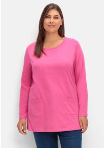 Große Größen Longshirt mit aufgesetzten Taschen Gr. 44 lila von sheego für Damen