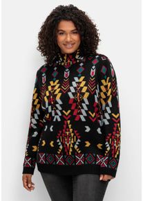 sheego by Joe Browns Große Größen Pullover mit Jacquardmuster im Ethno-Stil Gr. 40/42 schwarz von sheego für Damen
