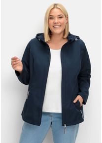 Große Größen Softshelljacke mit Kapuze, in Longform Gr. 50 blau von sheego für Damen