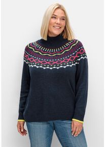 Große Größen Pullover mit Norweger-Intarsienmuster Gr. 48/50 blau von sheego für Damen