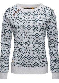 Ragwear Rundhalspullover Darria Aztec Leichter Damen Pullover mit coolem Print-Muster, grau