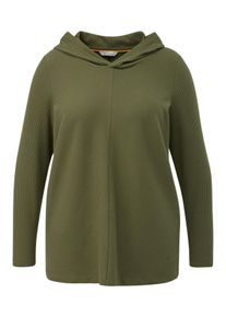 TRIANGLE Große Größen Kapuzenshirt mit Teilungsnaht, in Rippstruktur Gr. 50 grün für Damen