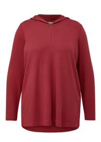 TRIANGLE Große Größen Kapuzenshirt in fein gerippter Struktur Gr. 48 rot für Damen