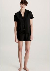 Calvin Klein Underwear Pyjama S/S SHORT SET (Set, 2 tlg) mit Hemdbluse, schwarz