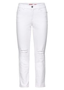 Große Größen Schmale Stretch-Jeans mit Destroyed-Effekten Gr. 48 weiß von sheego für Damen