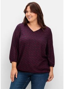 Große Größen Tunika mit V-Ausschnitt und Alloverprint Gr. 44 blau von sheego für Damen