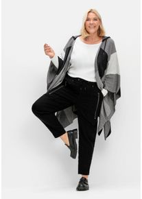 Große Größen Joggpants aus Sweat-Denim, mit Zierreißverschluss Gr. 54 schwarz von sheego für Damen