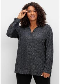 Große Größen Bluse mit Print und elastischen Einsätzen Gr. 58 schwarz von sheego für Damen