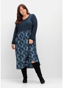 Große Größen Shirtkleid in Midilänge, im Muster- und Materialmix Gr. 48 blau geblümt von sheego für Damen