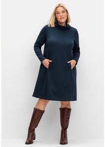 Große Größen Kleid in A-Linie, mit Rollkragen und Taschen Gr. 42 blau von sheego für Damen