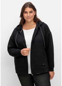 Große Größen Leicht wattierte Sweatjacke mit Rautensteppung Gr. 48/50 schwarz von sheego für Damen