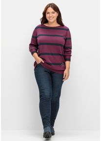 Große Größen Schmale Jeans mit gestreiftem Gummibund Gr. 52 blau gestreift von sheego für Damen