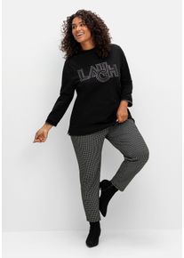 Große Größen Karierte Joggpants mit Zippertaschen Gr. 48 schwarz/weiß gemustert von sheego für Damen