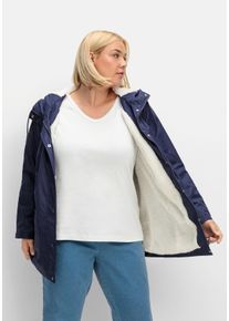 Große Größen Windjacke mit Futter aus Teddyfleece Gr. 50 blau von sheego für Damen