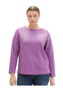 Tom Tailor Große Größen Sweatshirt mit Zierknöpfen am Rundhalsausschnitt Gr. 54 rot für Damen