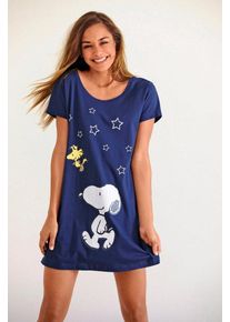 PEANUTS Sleepshirt mit Snoopy-Print in Minilänge, blau