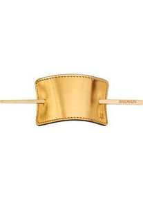 Balmain Hair Couture Accessoires Haarspangen Hair Barrette Leather Gold