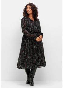 Große Größen Chiffonkleid mit Alloverprint, in Wickeloptik Gr. 58 schwarz von sheego für Damen