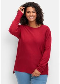 Große Größen Pullover mit Rundhalsausschnitt und Ripp-Details Gr. 40 rot von sheego für Damen