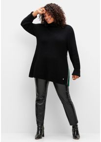 Große Größen Leggings mit glänzender Beschichtung Gr. 60 schwarz von sheego für Damen