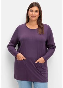 Große Größen Longshirt mit aufgesetzten Taschen Gr. 54 lila von sheego für Damen