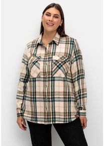 Große Größen Karierte Bluse aus weich angerautem Flanell Gr. 42 grün von sheego für Damen