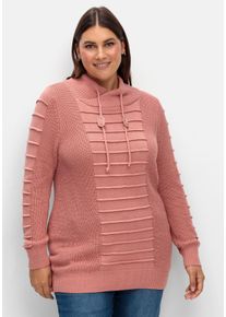 Große Größen Longpullover mit Strukturmuster in Biesen-Optik Gr. 50 rosa von sheego für Damen