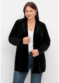 Große Größen Samtblazer in offener Form Gr. 40 schwarz von sheego für Damen