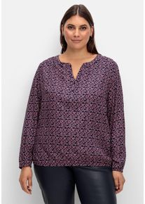 Große Größen Tunika mit Blätter-Alloverdruck, aus Viskose Gr. 40 blau bedruckt von sheego für Damen