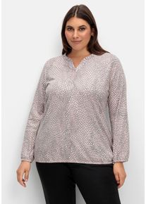 Große Größen Langarmshirt mit Alloverdruck und Knopfleiste Gr. 48 rosa bedruckt von sheego für Damen