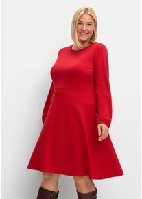 Große Größen Kleid aus Interlock, mit ausgestelltem Rock Gr. 46 rot von sheego für Damen