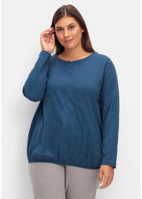Große Größen Langarmshirt mit Gummizug am Saum Gr. 44 blau von sheego für Damen