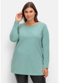 Große Größen Longshirt mit hohen Seitenschlitzen Gr. 40 grün von sheego für Damen